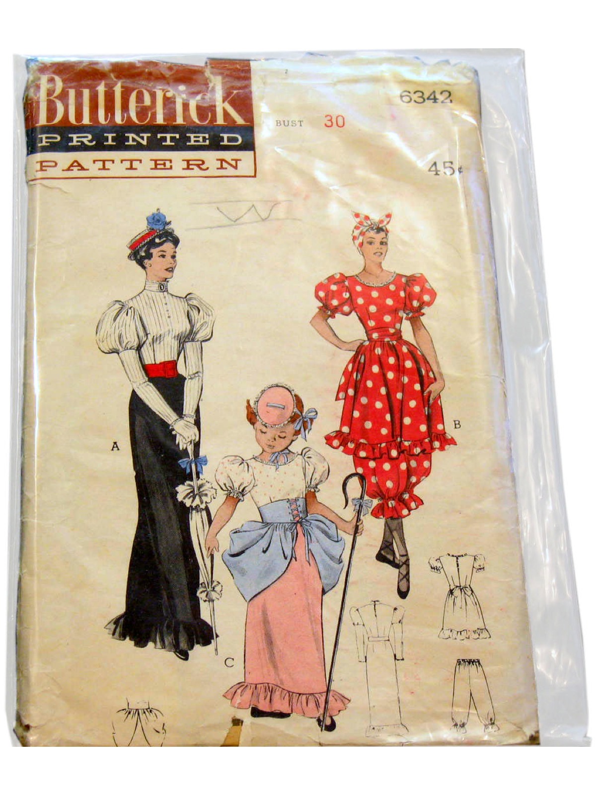 1950s Vintage Sewing Pattern 50s Butterick Pattern No. 6342 Womens
