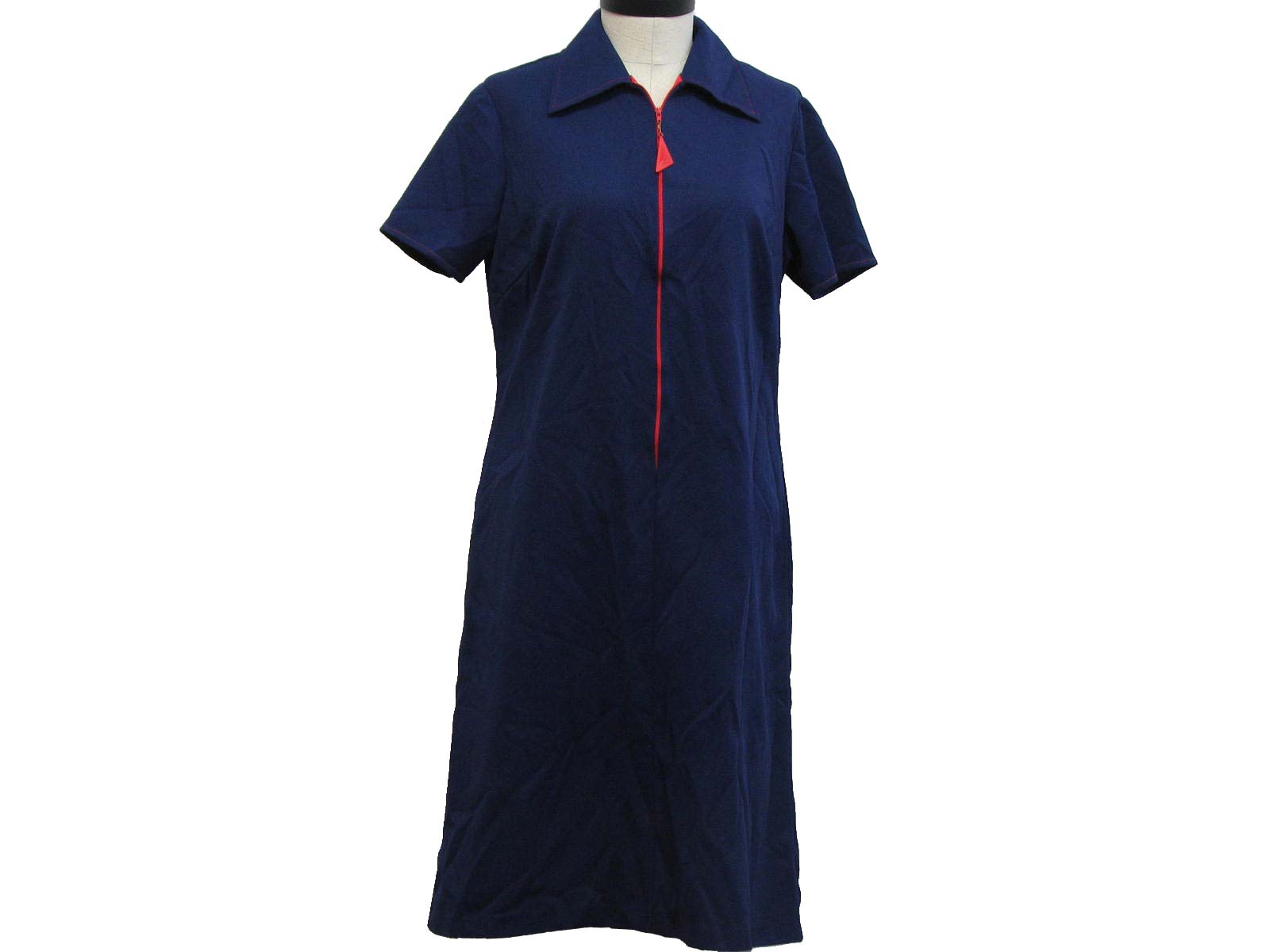dress 70s sears womens blue double knit polyester mid length dress red ... dress 70s sears womens blue double knit polyester mid length dress red ...