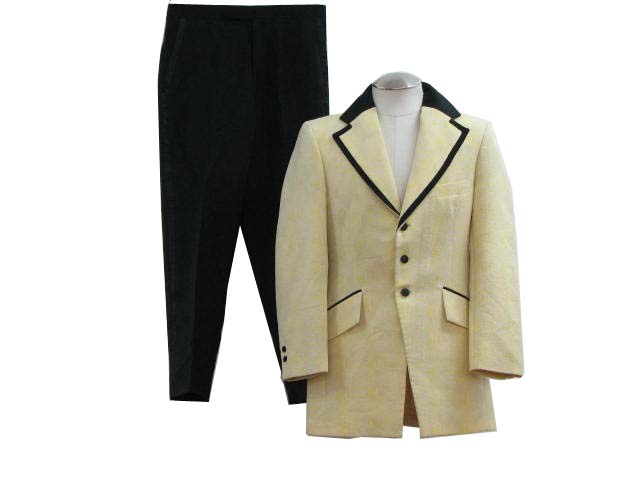 70s After Six Mens yellow two piece wool and polyester tuxedo suit Triple