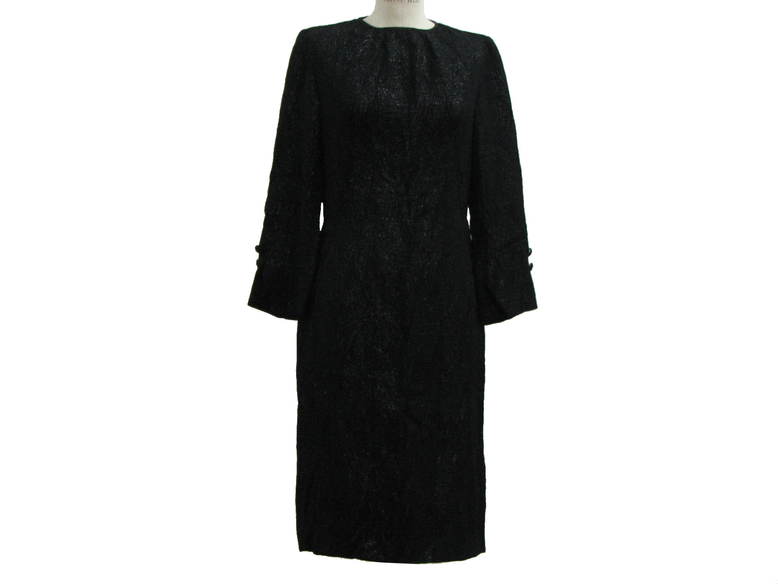 silver polyester blend below knee length, long sleeve cocktail dress ... silver polyester blend below knee length, long sleeve cocktail dress ...