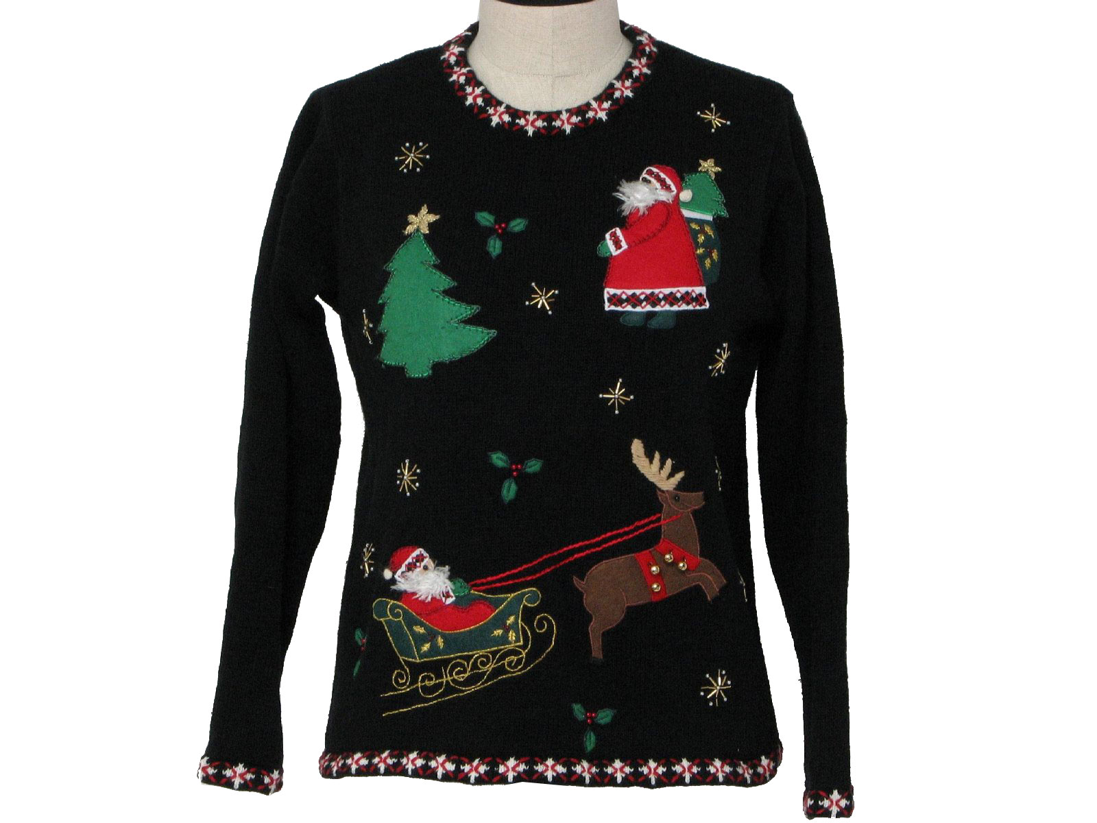 Retro Eighties Womens Ugly Christmas Sweater: 80s -Lemon Grass- Womens