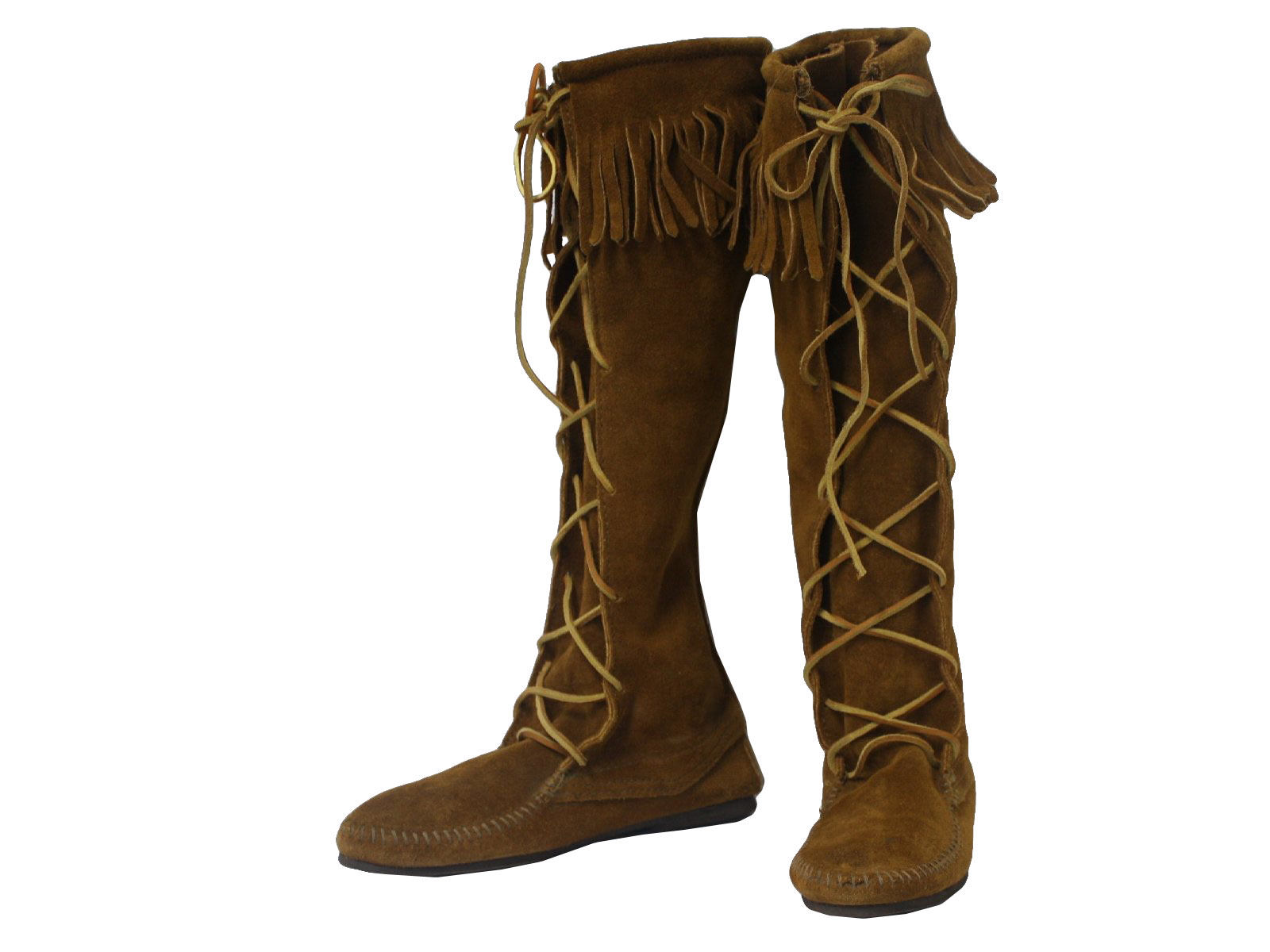 80s -Minnetonka- Womens light brown suede leather hippie style Indian