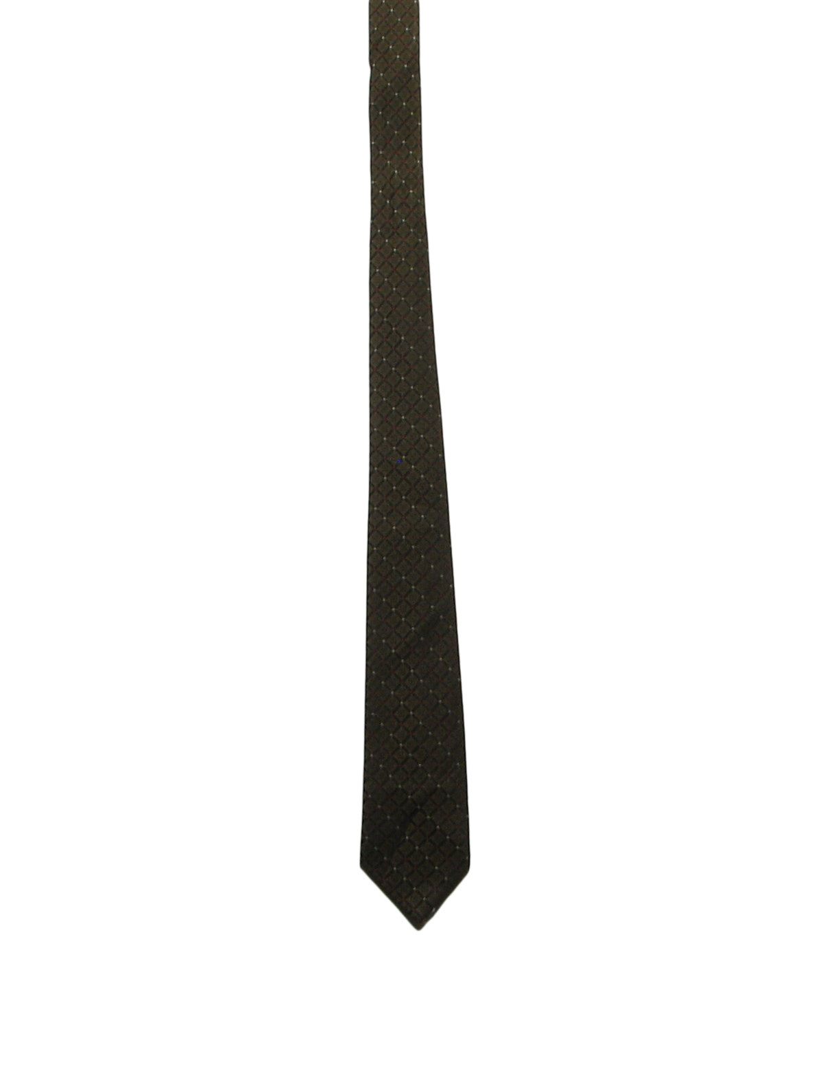 60s -Haband- golden green, red and silver colored thin dacron polyester tie with subtle diamond plaid design