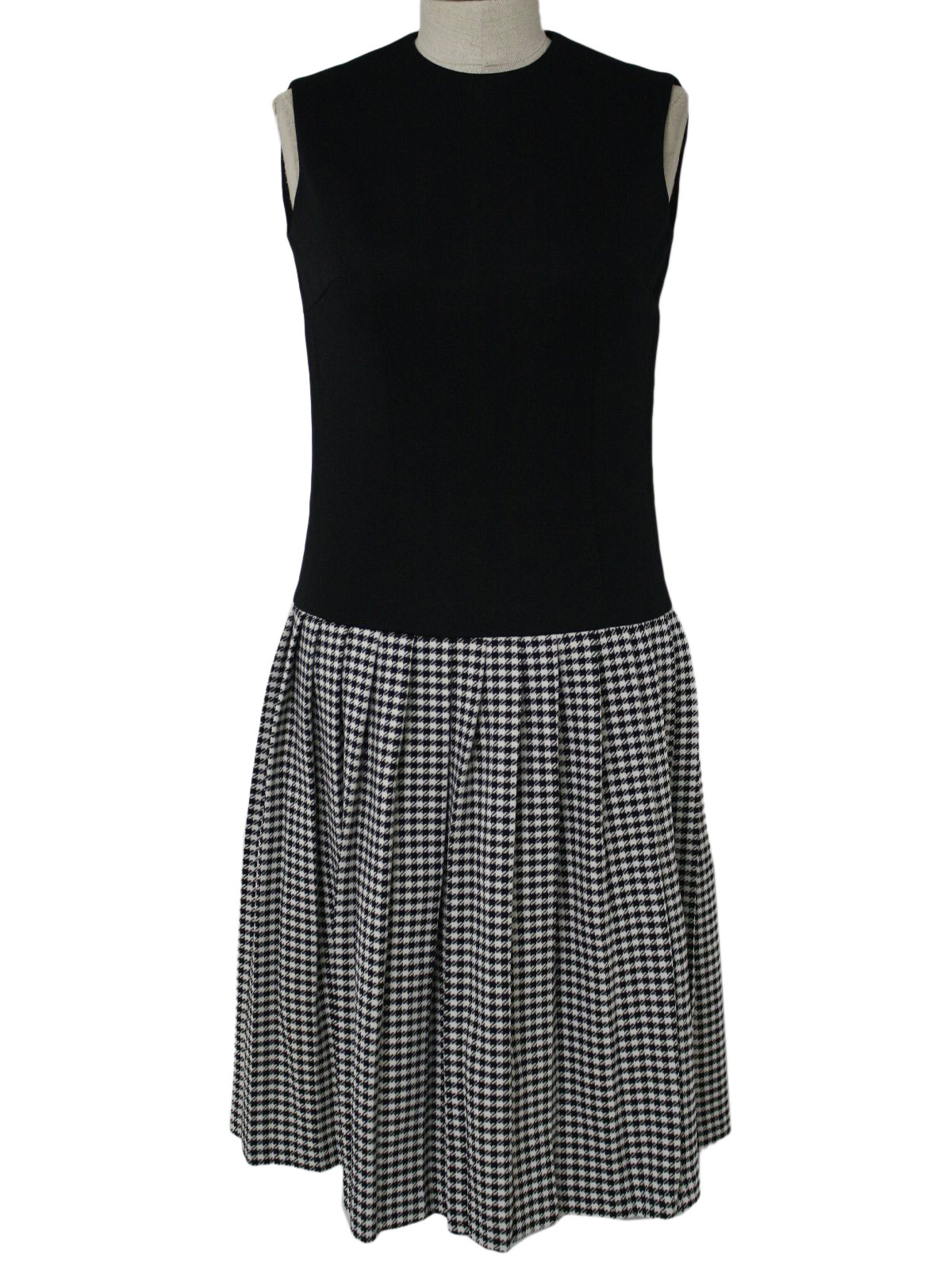 -Sears- Womens black and white polyester sleeveless mid length dress ...
