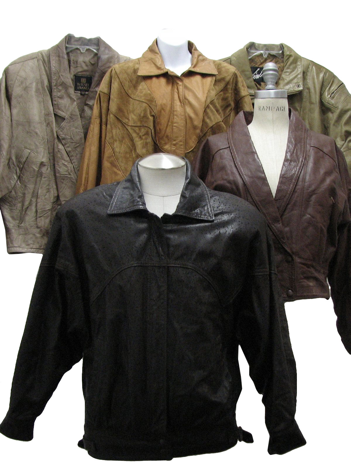 Lot of qty 5 Wholesale womens 80s and 90s leather jackets. Photo is of actual lot.