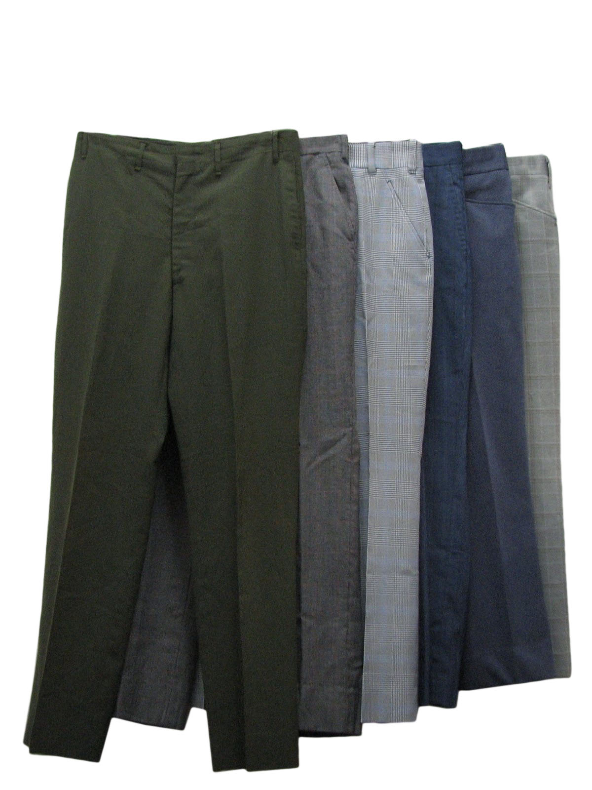Lot of qty 6 Wholesale mens 70s and 80s Mixed Leisure, Golf, Mod and Slacks Pants. Photo is of actual lot.