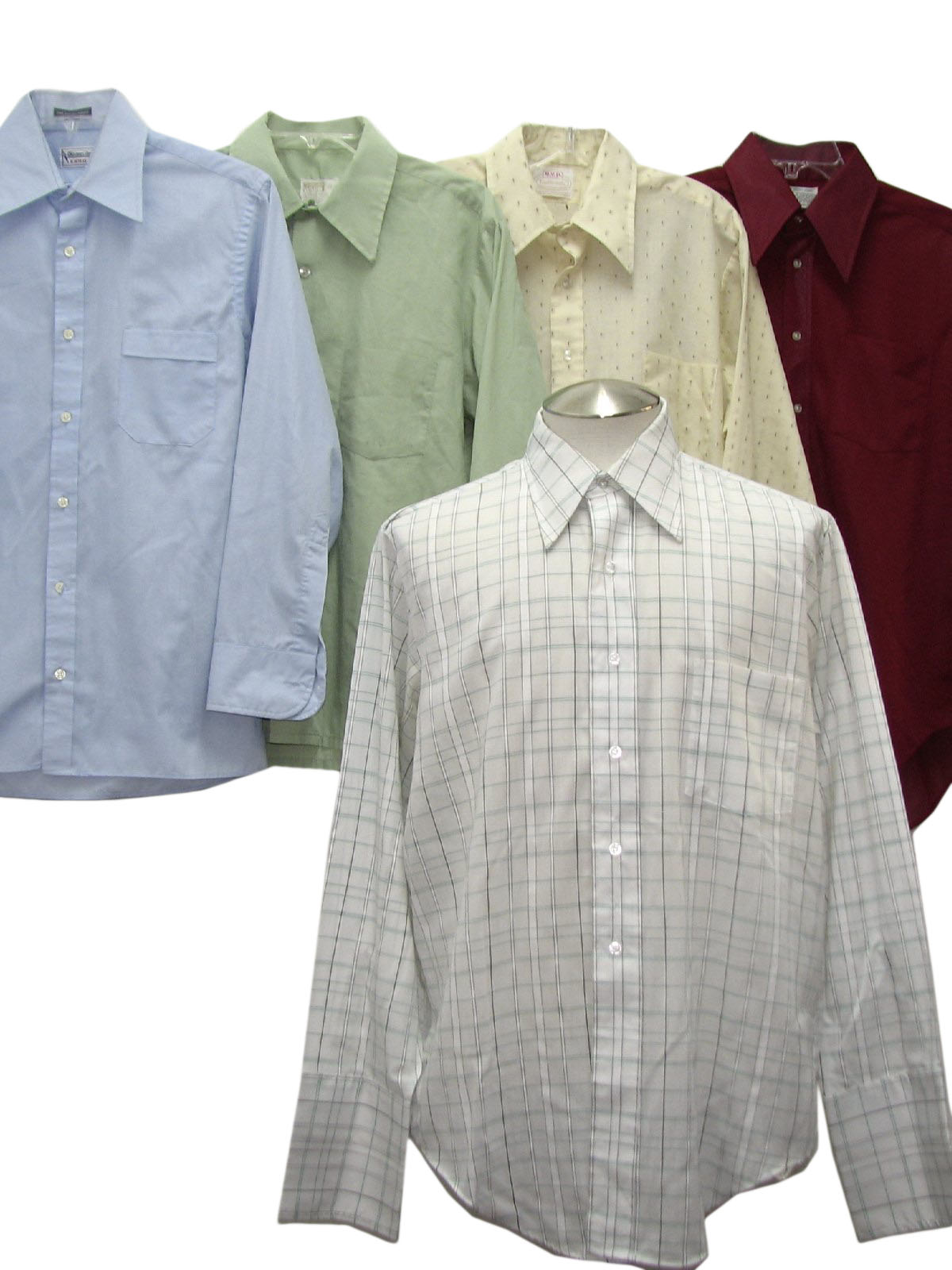 Lot of qty 5 Wholesale mens 70s and 80s sport shirts. Photo is of actual lot.
