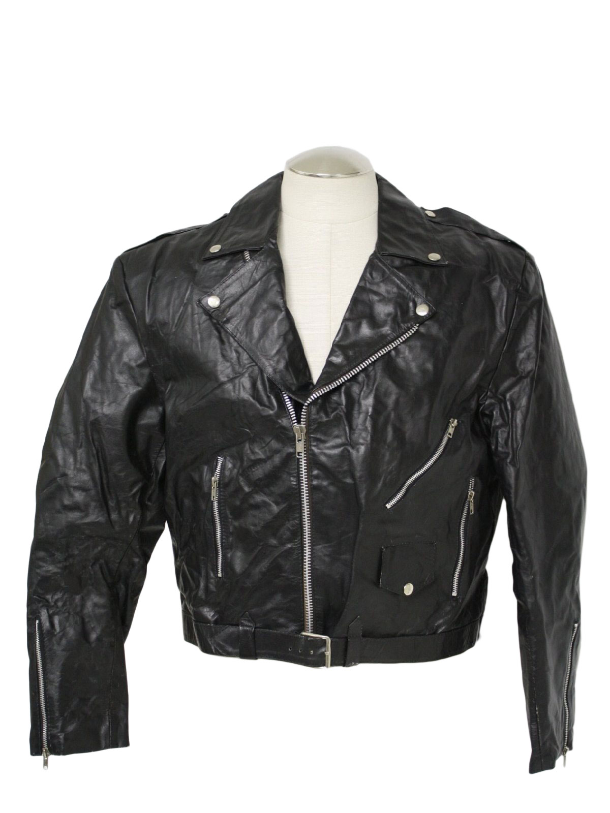 D Revi 80 S Vintage Leather Jacket 80s Mens Thin Black D Revi 80 S Vintage Leather Jacket 80s Mens Thin Black Motorcycle In The Timeless Style With Snapping Folding Collar Diagonal Zip