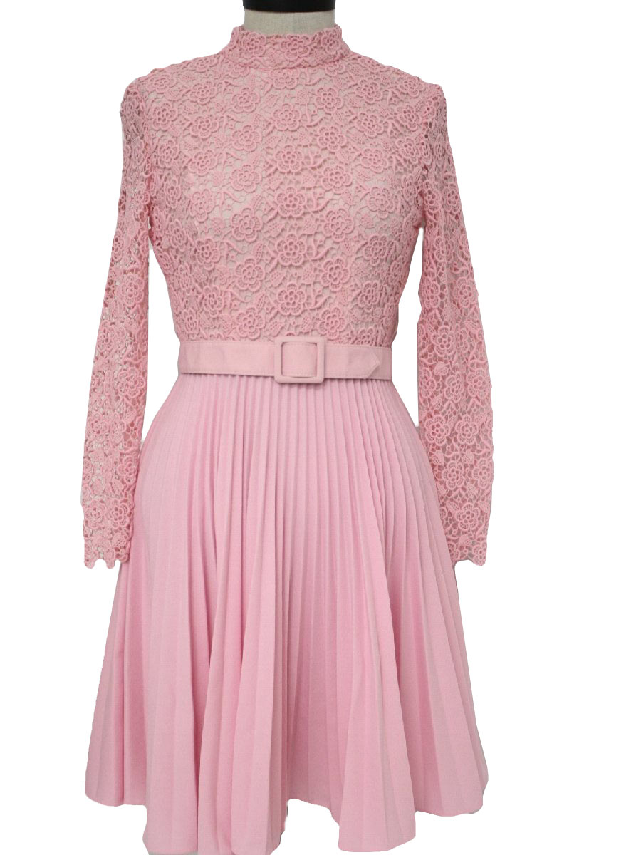 pink mid length double knit polyester semi formal cocktail dress ...