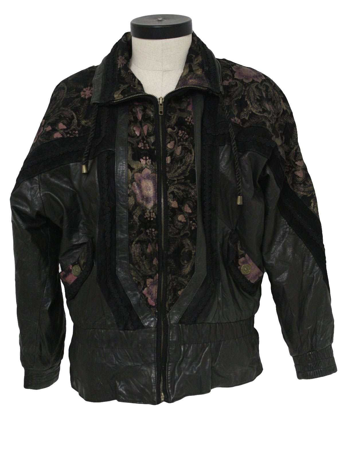 Retro 80's Leather Jacket: 80s -Jay Jacobs- Womens black, gold and ...