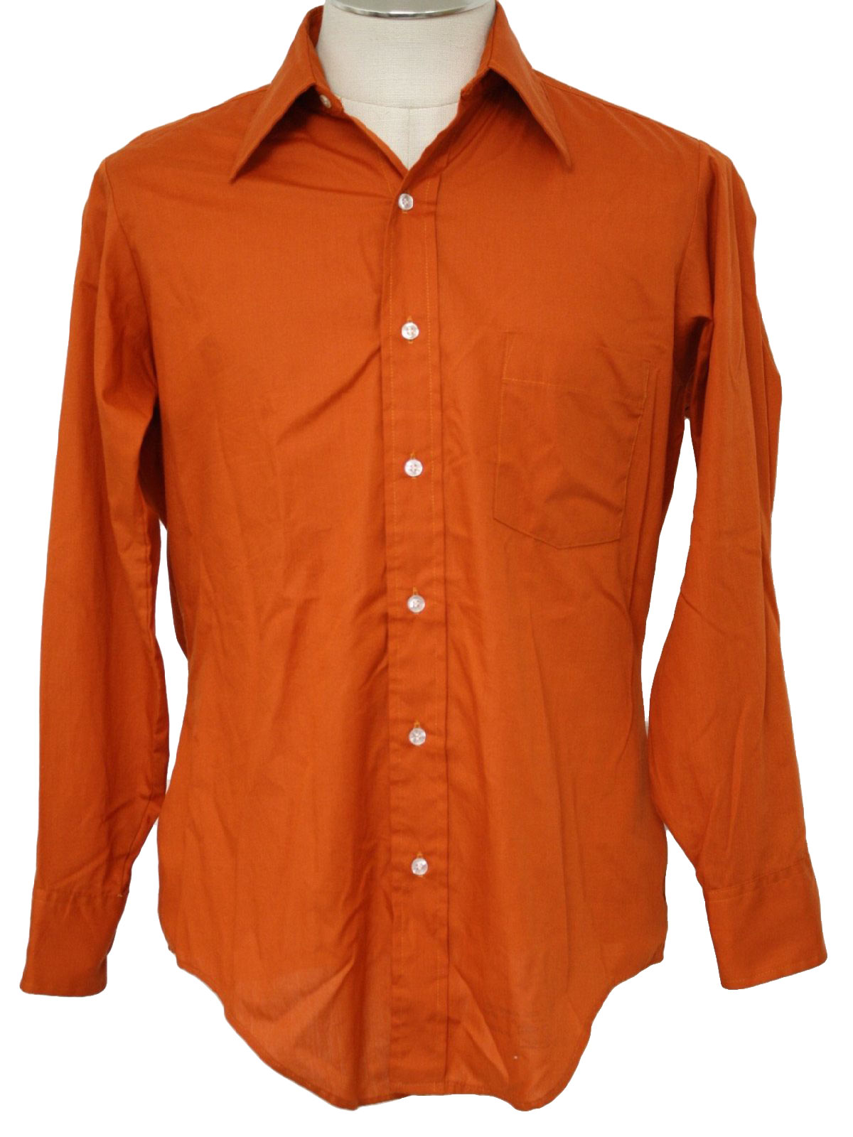 men's burnt orange button down shirt