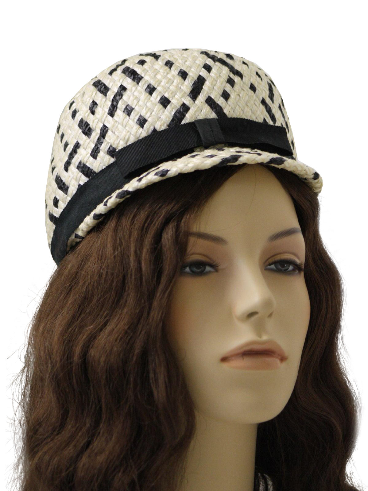 Vintage 60s Hat: 60s -Union Label- Womens white, black and ...