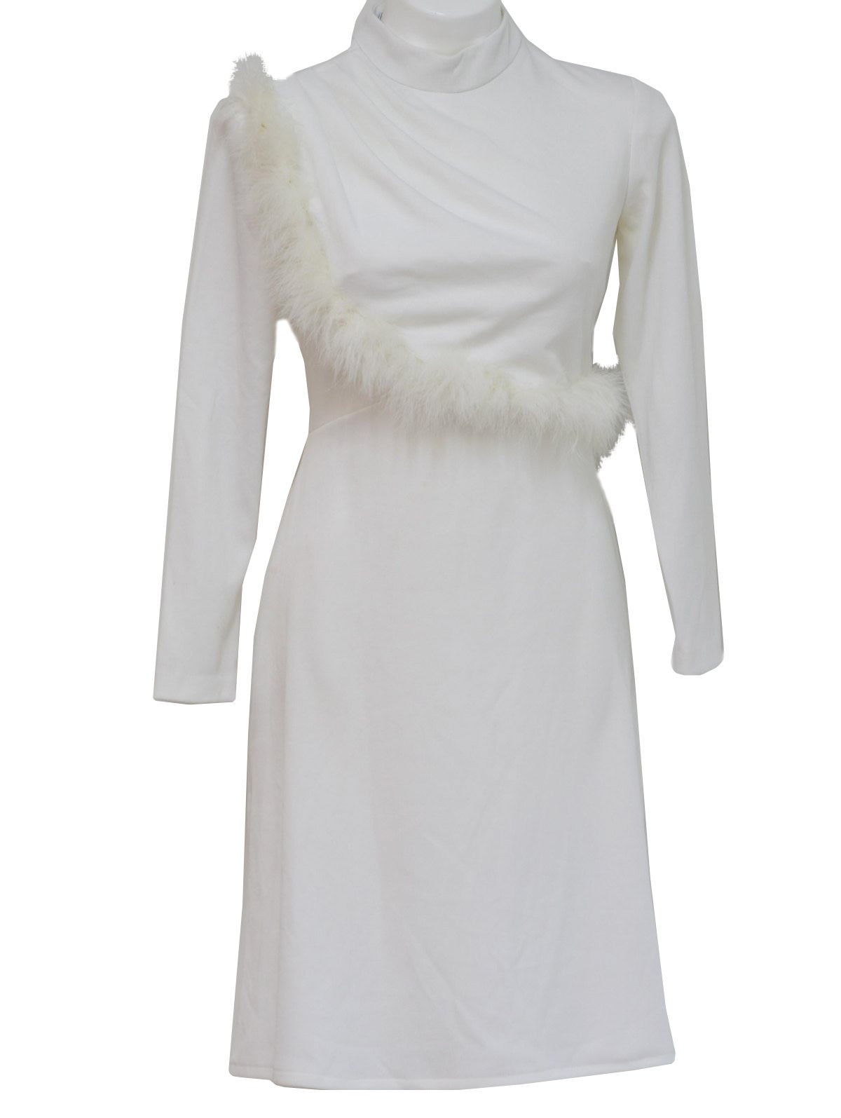 1970 s sears cocktail dress 70s sears womens white polyester knit long ...