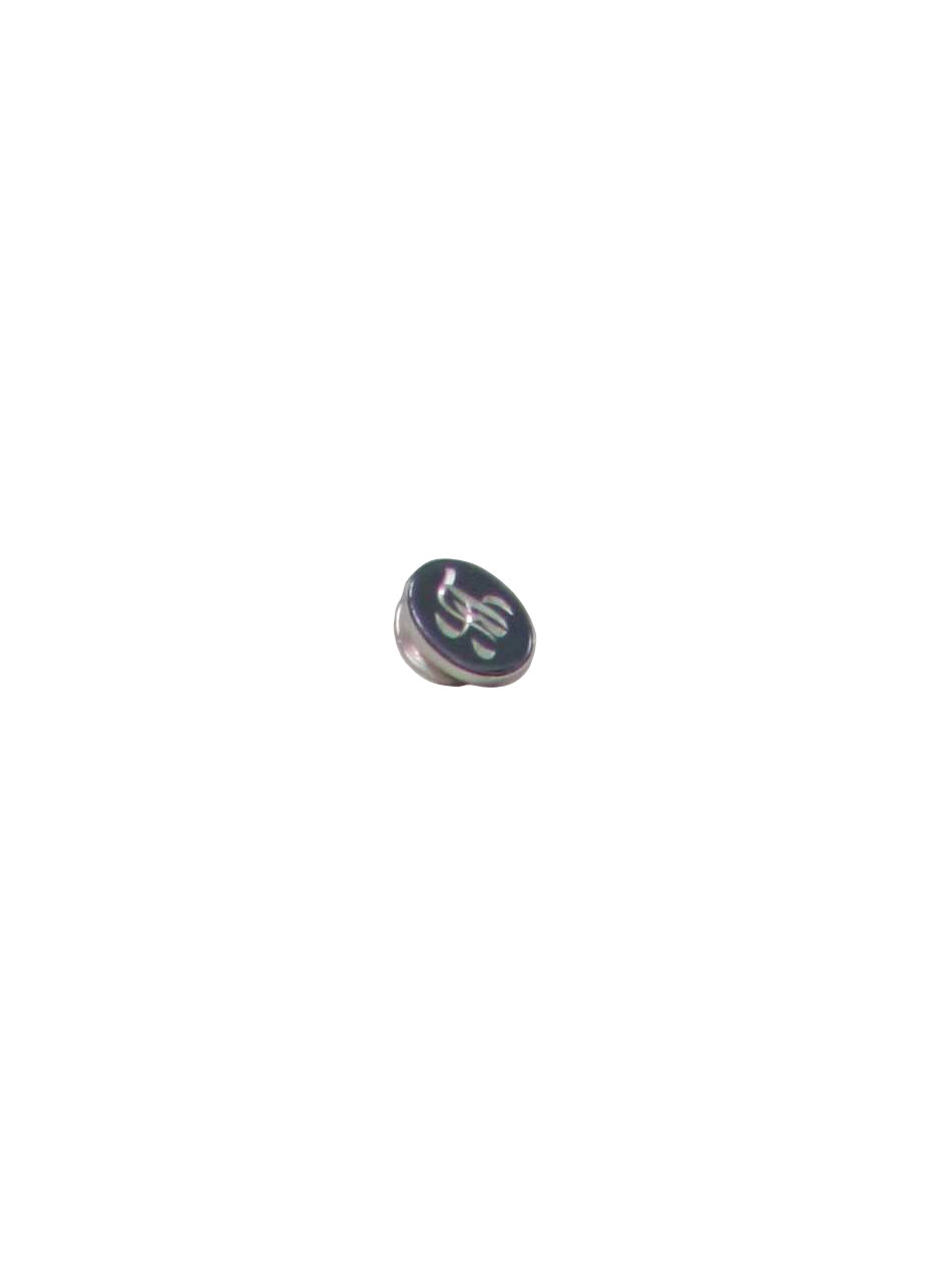 60s -Missing Mark- Mens silver tone oval tie tack with etched B or R in old english - hard to tell..