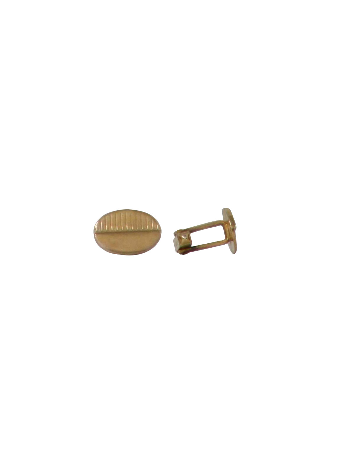 60s -Swank- Mens gold tone half etched oval cufflinks.