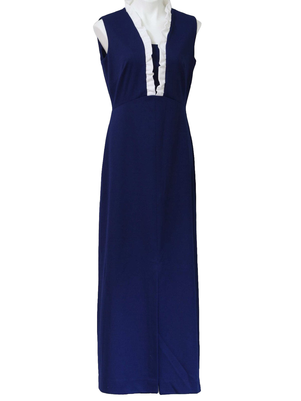 sears fashion knit maxi dress 70s sears fashion womens blue and white ...