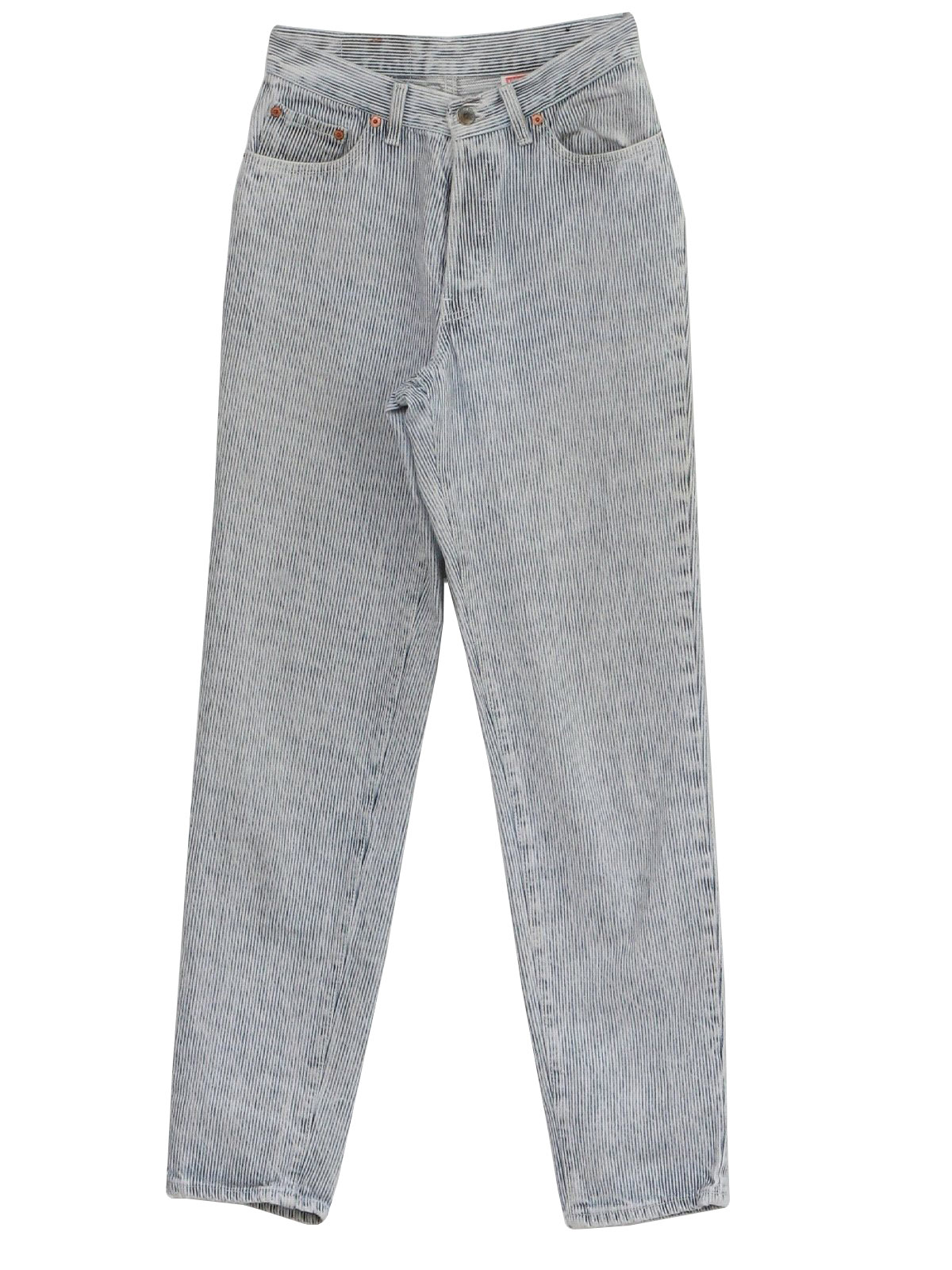 blue and white pinstripe jeans