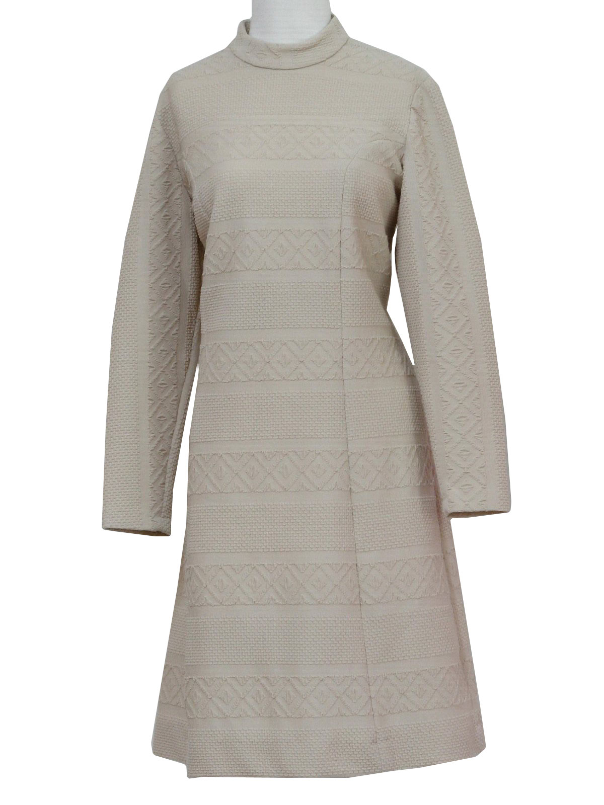 1970 s sears knit dress 70s sears womens beige longsleeve highly ...