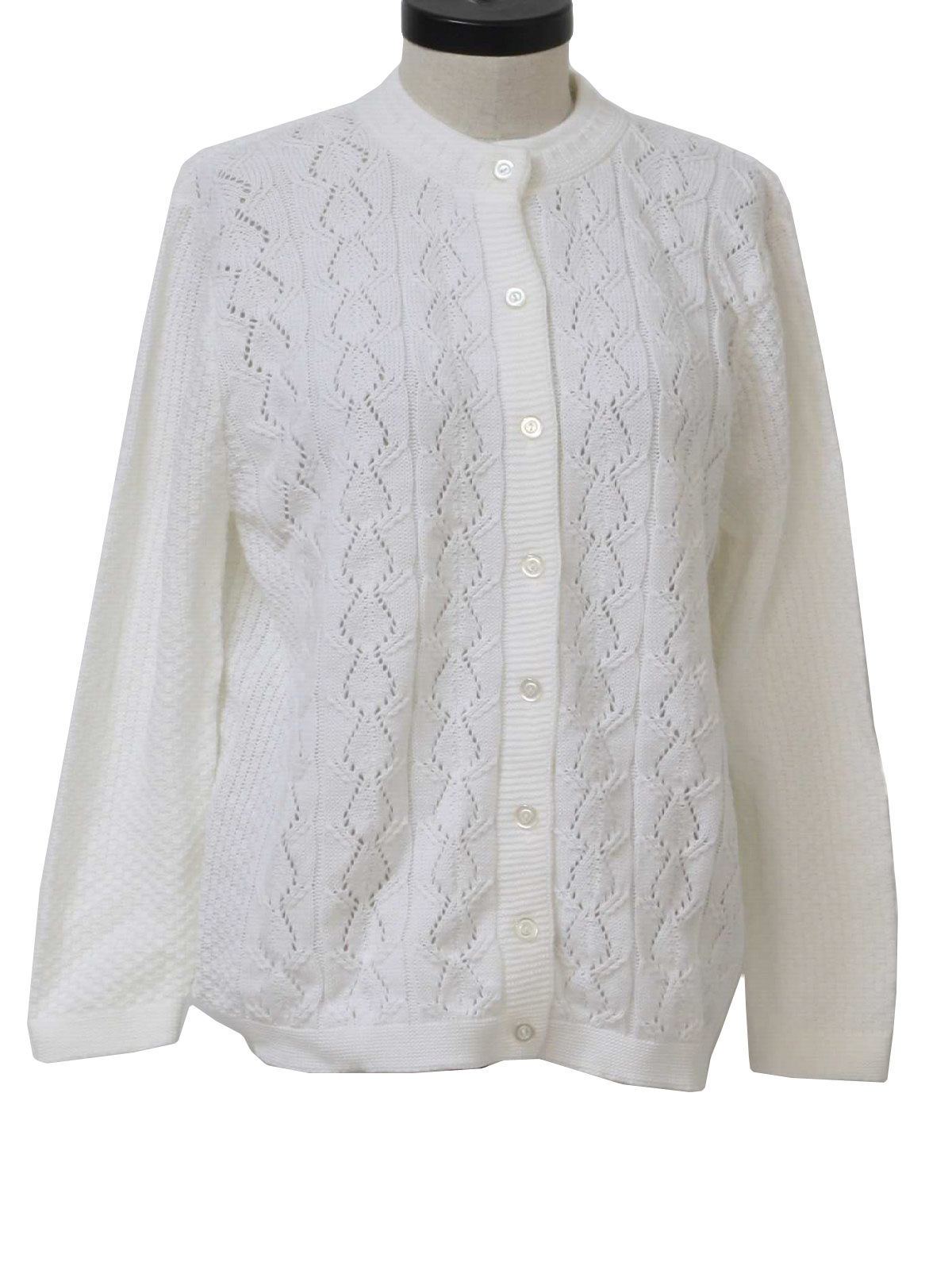 1970's Vintage Haband Caridgan Sweater: 70s -Haband- Womens white ...