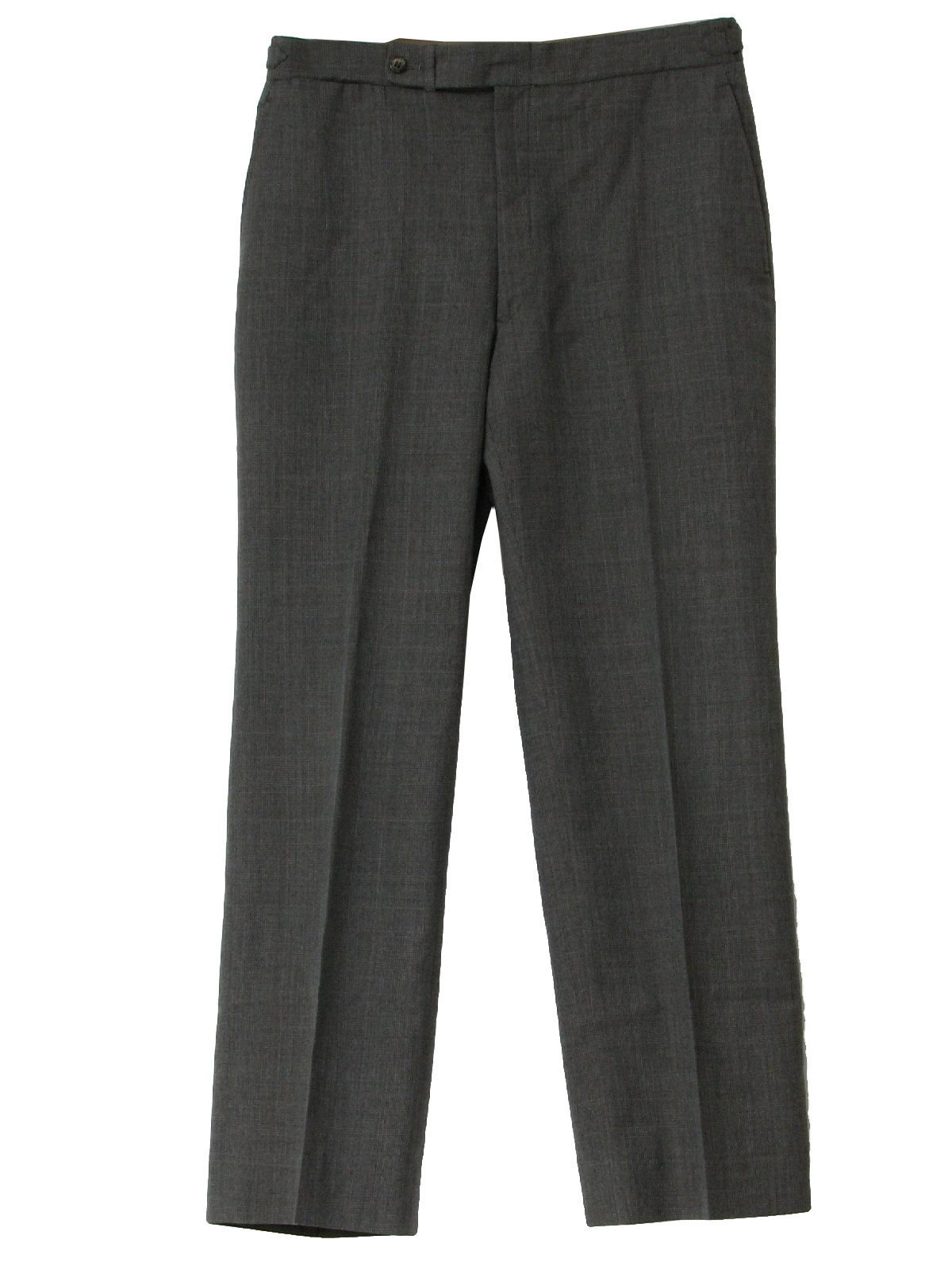 1980's Pants: 80s -No Label- Mens gray heather glen plaid wool