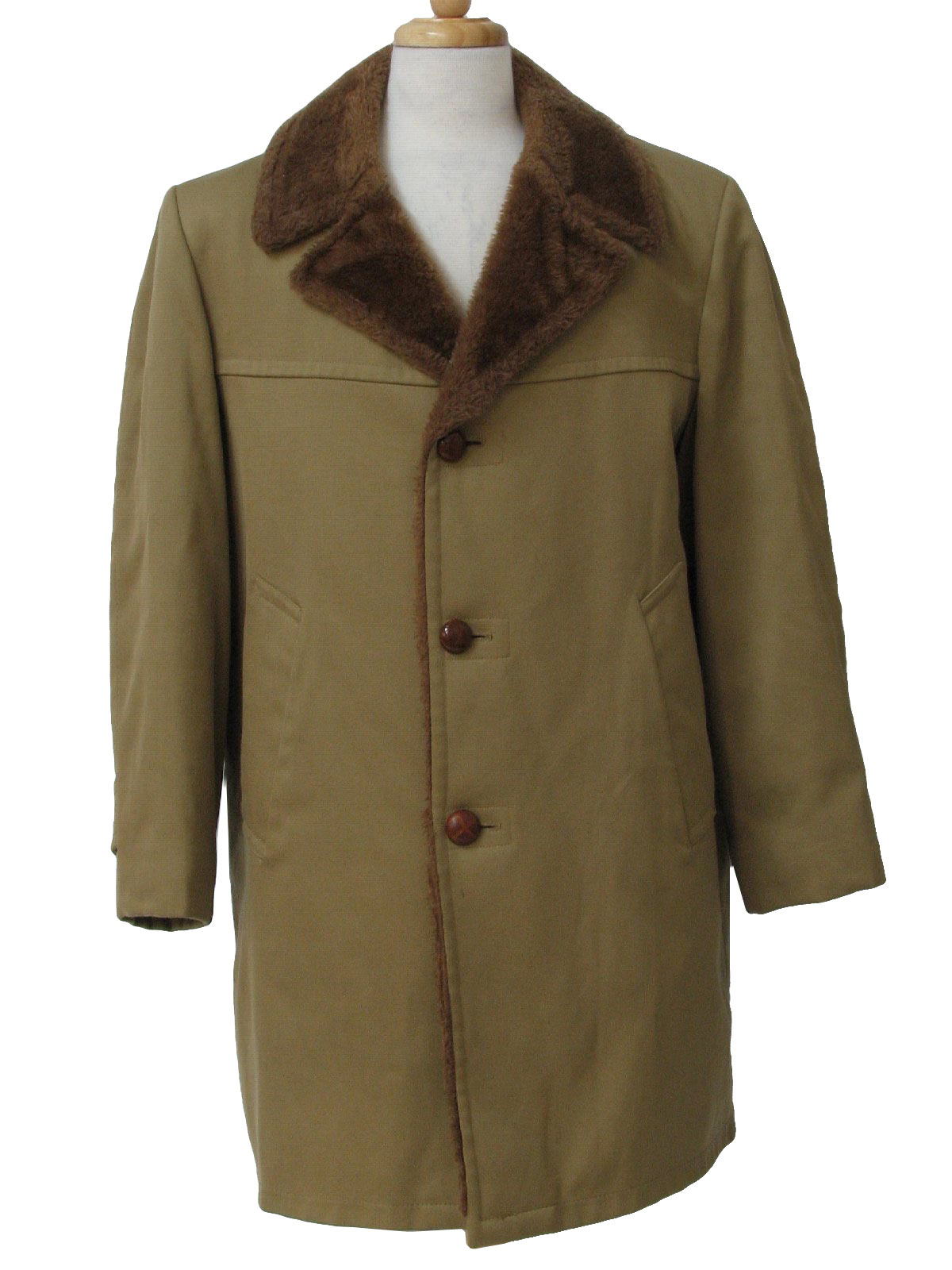 1970's Retro Jacket: 70s -Zero King- Mens taupe, rain