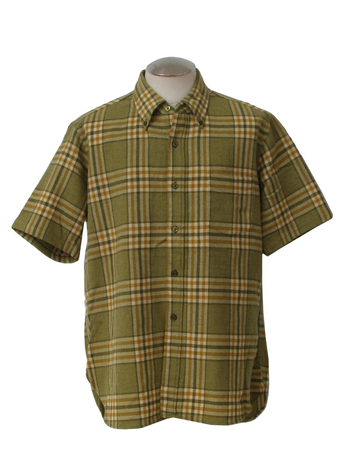 1960's Vintage Pendleton Shirt: 60s -Pendleton- Mens shaded green