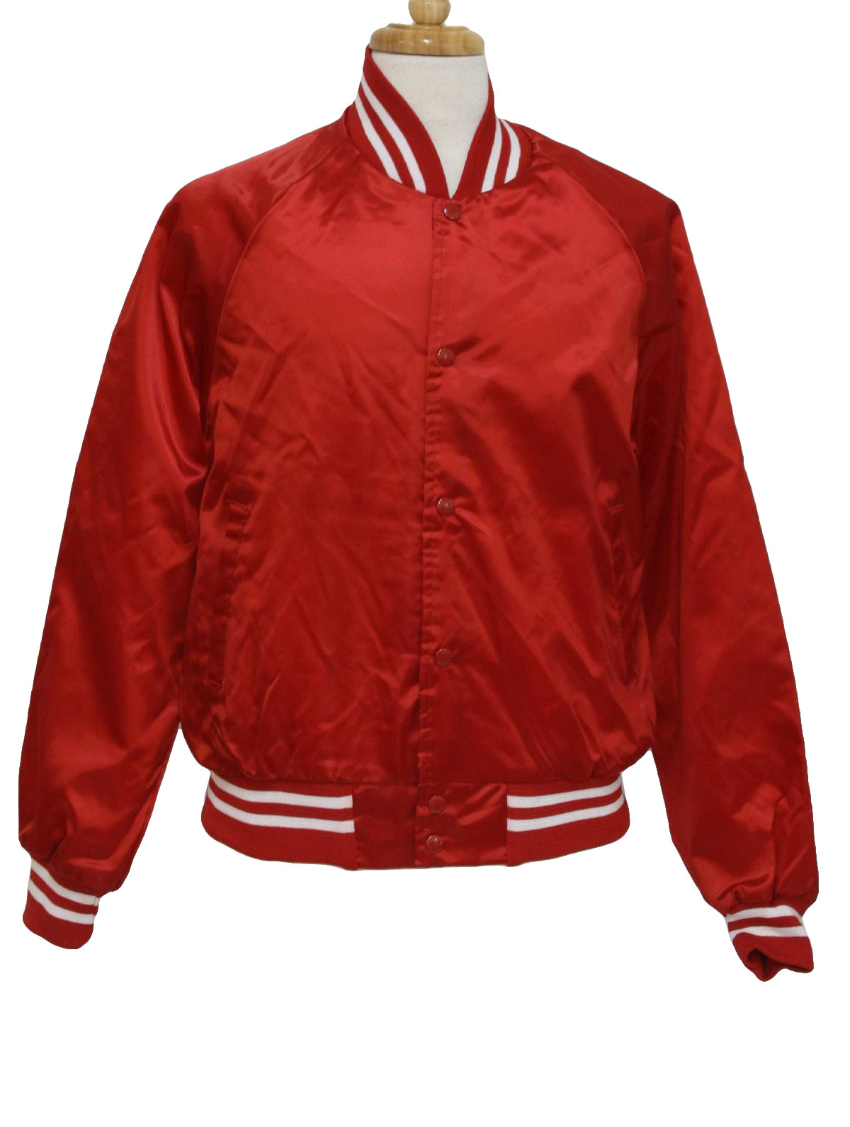 1980's Retro Jacket: 80s -Auburn- Mens red and white nylon satin ...
