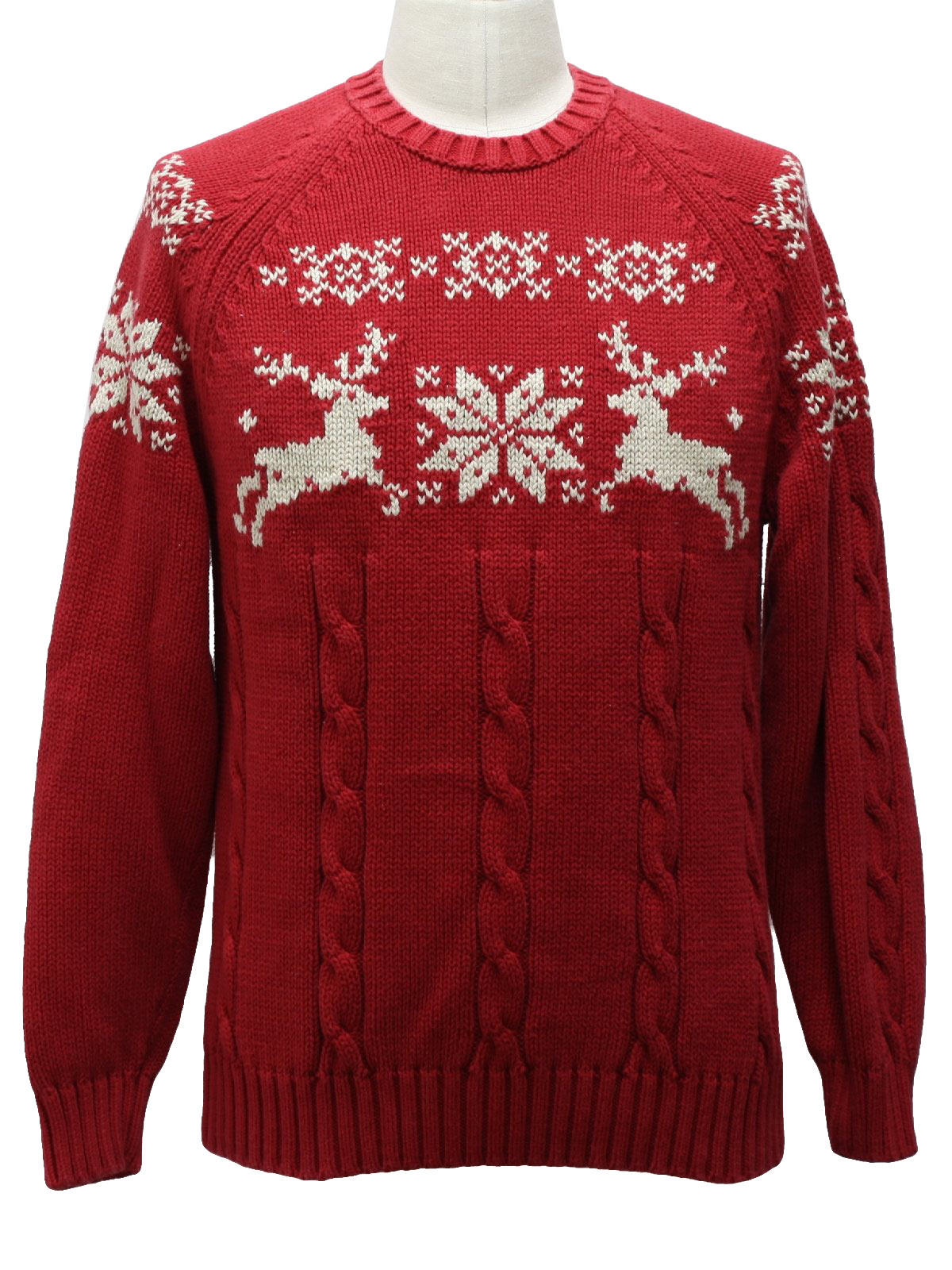 Mens Ugly Christmas Classic Reindeer Ski Style Sweater Lands End