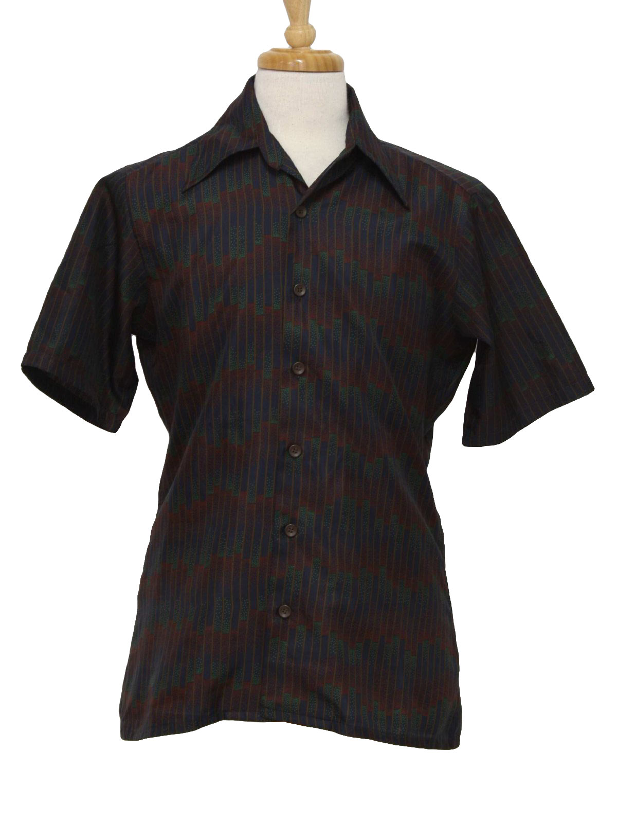 JCPenney Seventies Vintage Print Disco Shirt: 70s -JCPenney- Mens dark ...