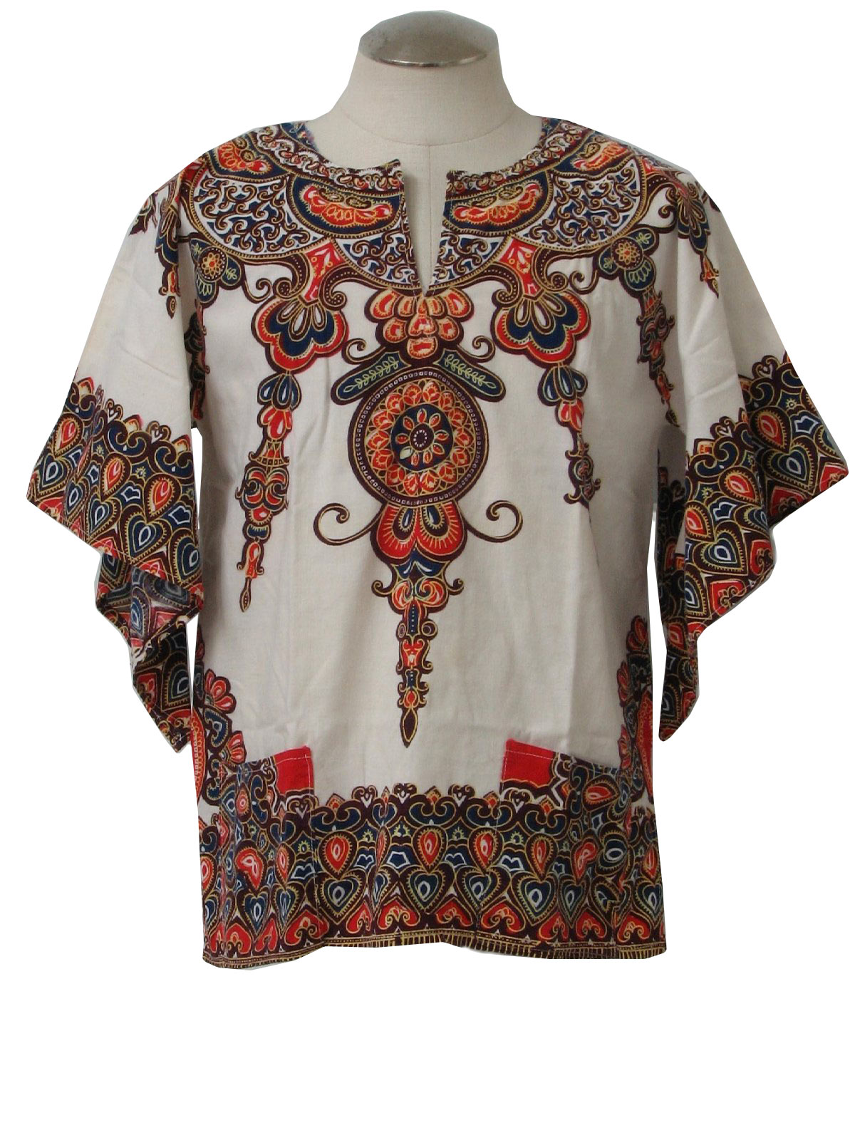 Women Dashiki Print Top Blue Has...