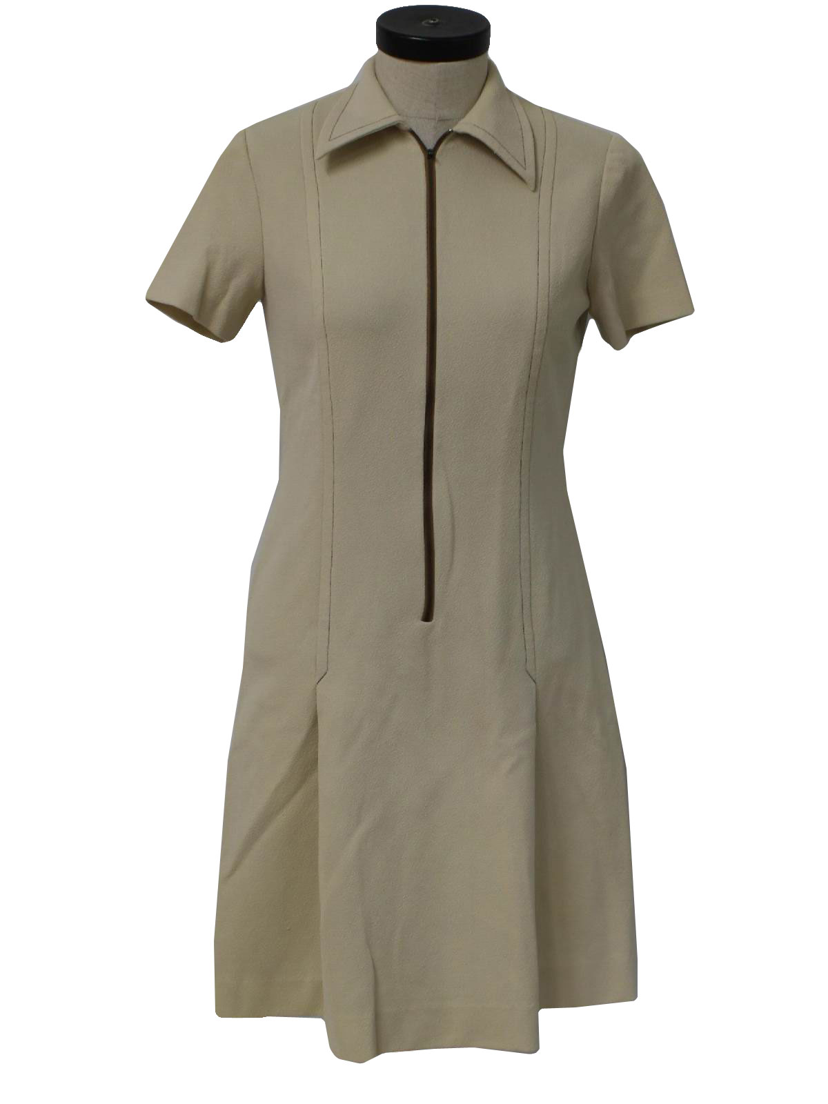 1970 s sears mod knit dress 70s sears womens beige and dark brown ...
