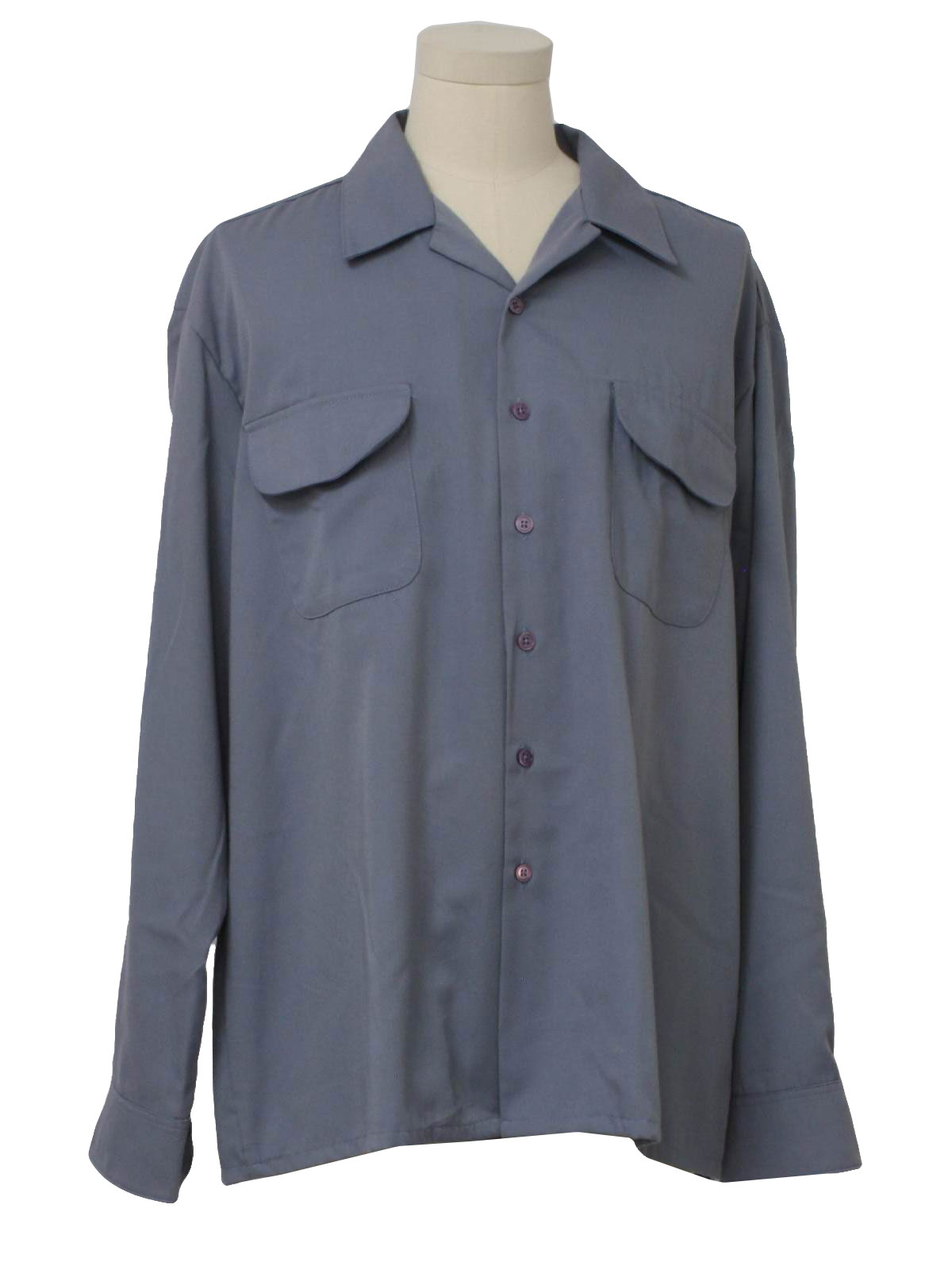 Retro 1950s Gabardine Shirt: 50s (Made in 90s) -Kennington- Mens gray