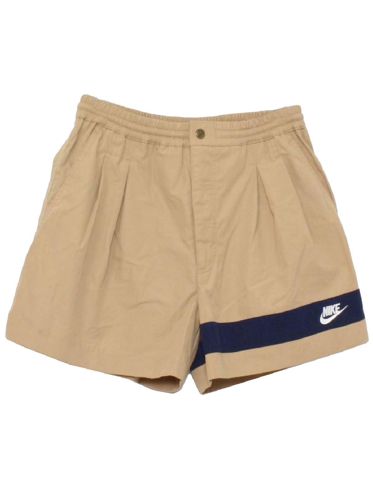 1990's Retro Shorts: 90s -Nike- Mens khaki tan polyester and ...