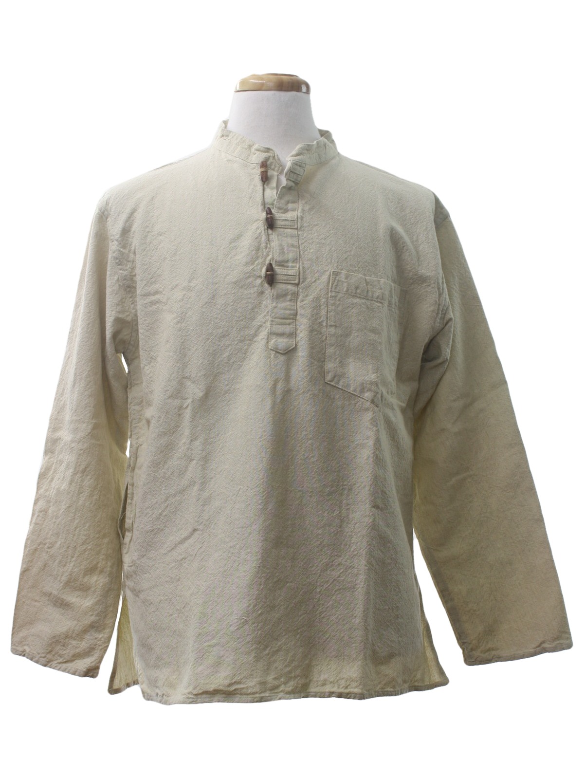 90's Vintage Hippie Shirt: 90s -Made in Nepal- Mens tan