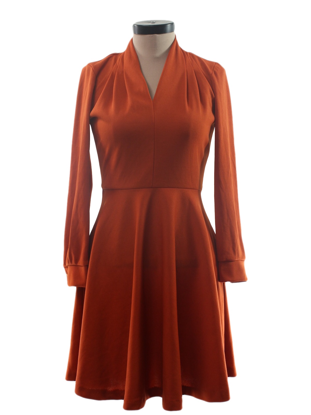 -Sears- Womens dark rust polyester longsleeve mid length disco dress ...