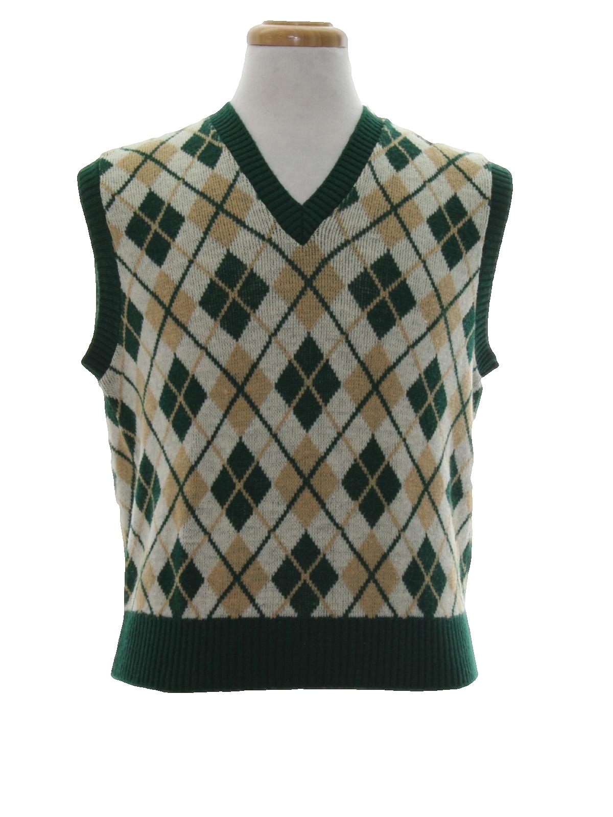 60s Sweater (Mr. G): 60s -Mr. G- Mens dark green, tan and winter ...