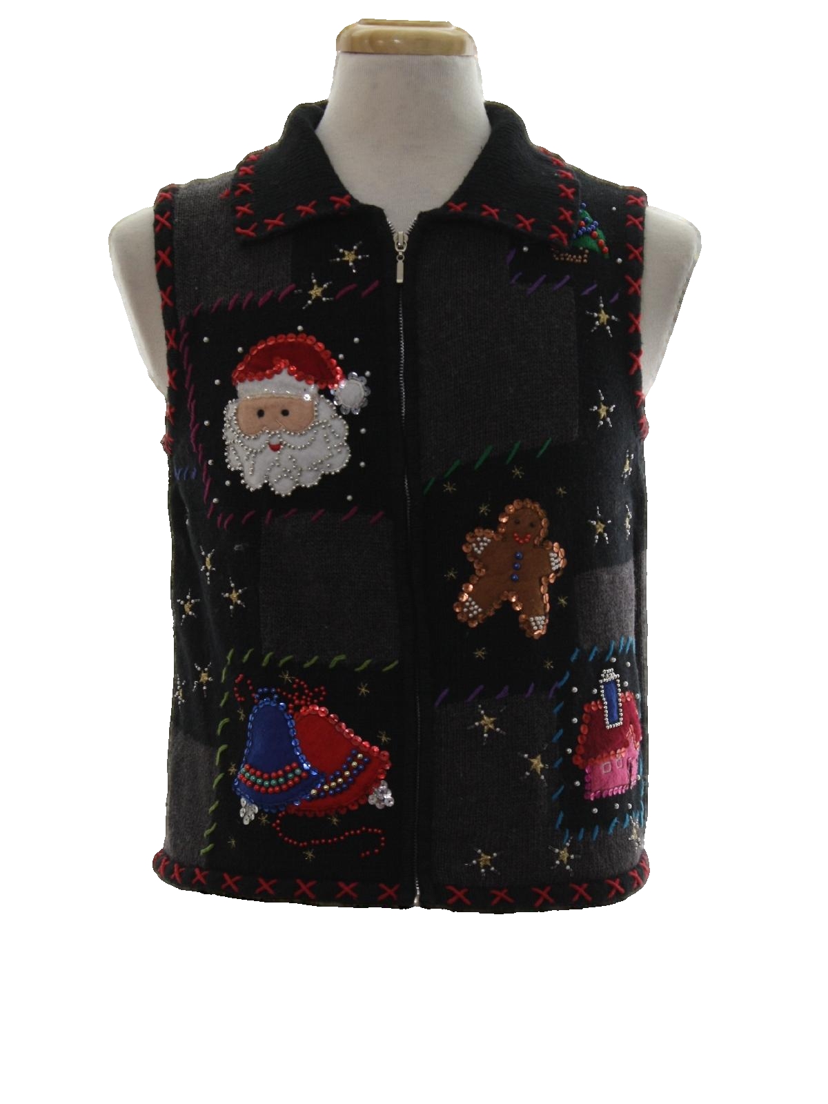 Womens Ugly Christmas Sweater Vest: -Rebecca Malone- Petite Womens