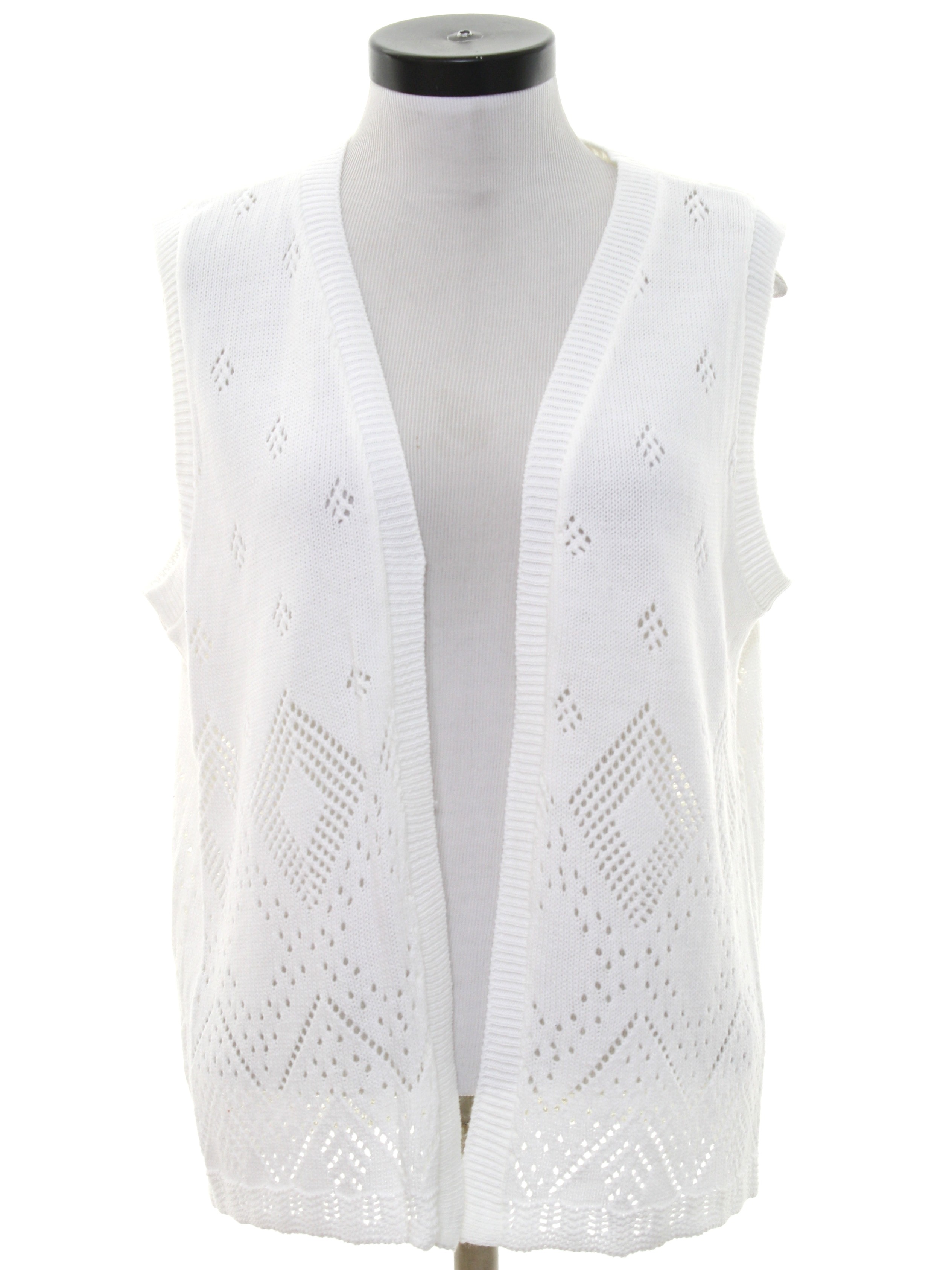 white sleeveless cardigan vest