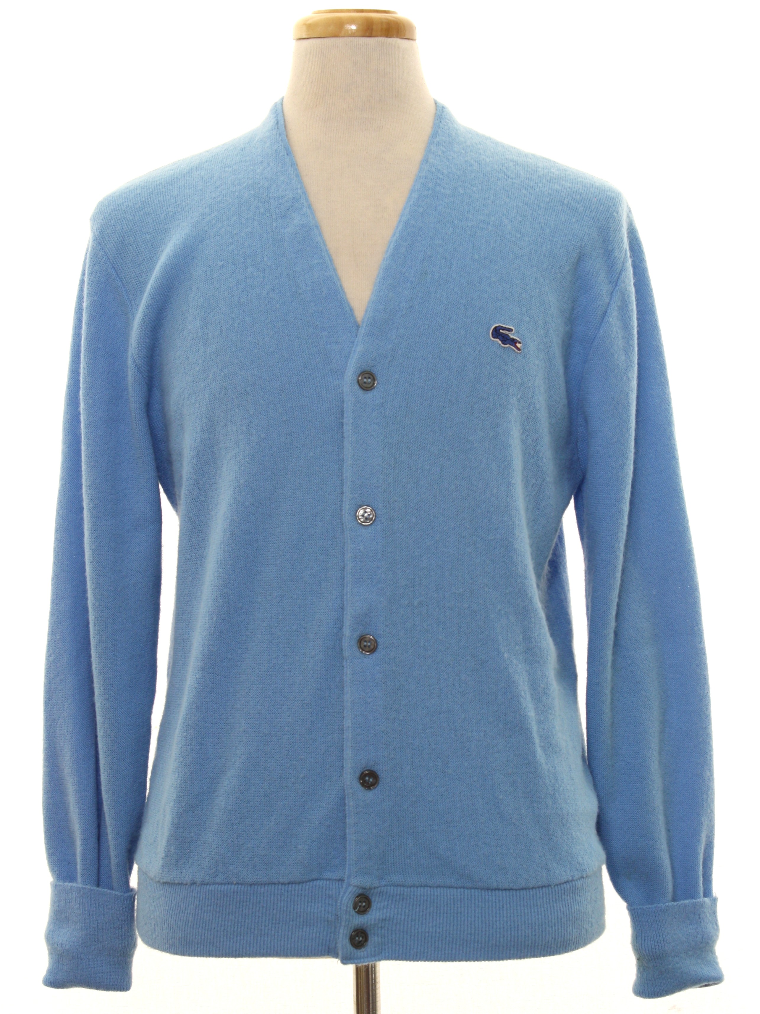 Eighties Vintage Caridgan Sweater: 80s -IZOD Lacoste- Mens Light ...