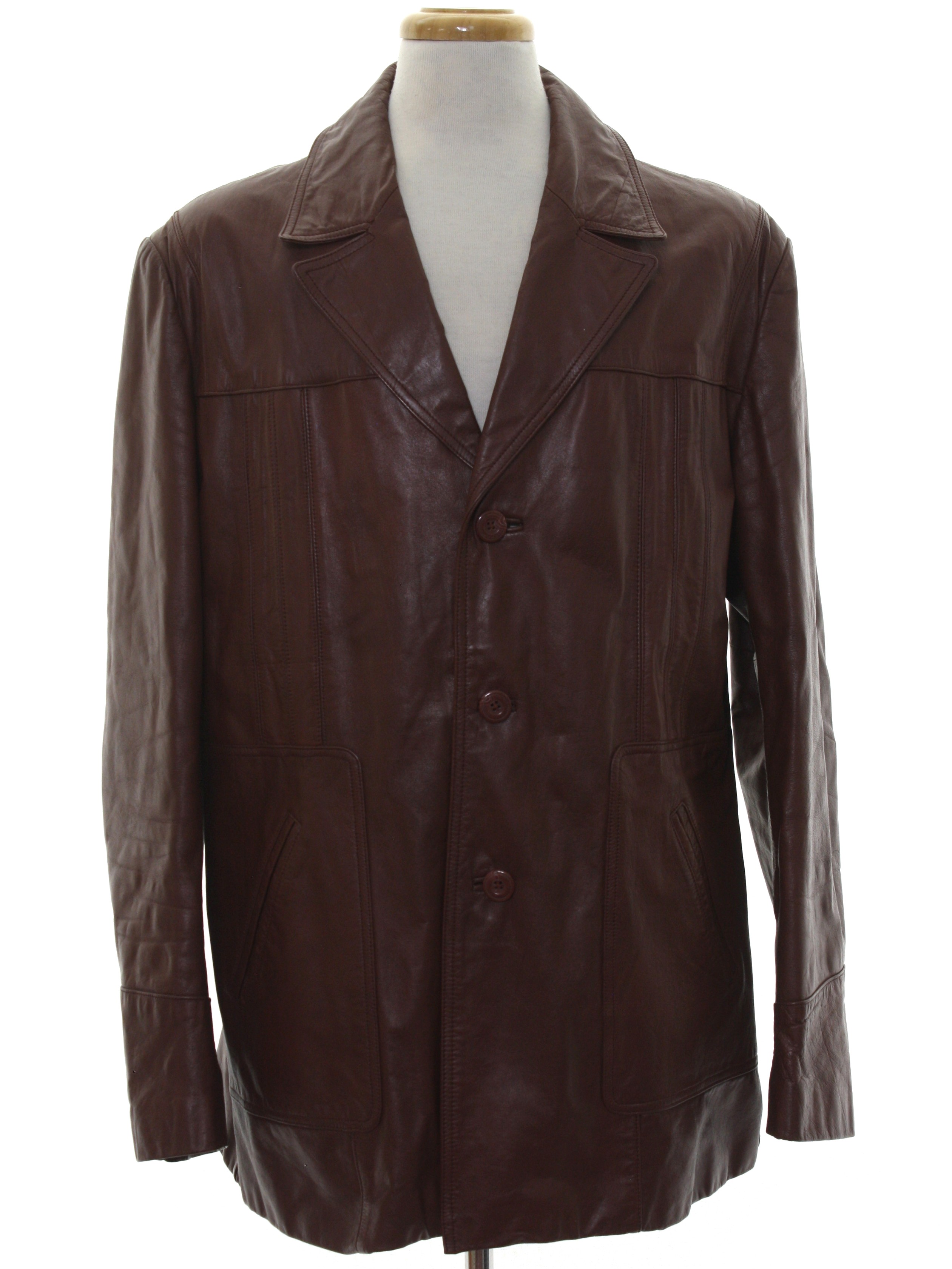 Seventies Wilson Leather Jacket 70s Mens Seventies Wilson Leather Jacket 70s Mens Burnished Brown Having A Wide Collar That Deeply Notches Into High Lapels