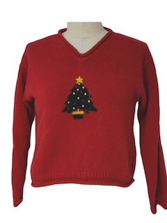 1980's Womens/Girls Minimalist Ugly Christmas Sweater