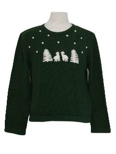 1980's Womens Mod Minimalist Ugly Christmas Sweater