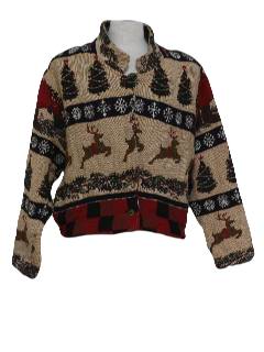 1980's Womens Ugly Christmas Sweater Jacket