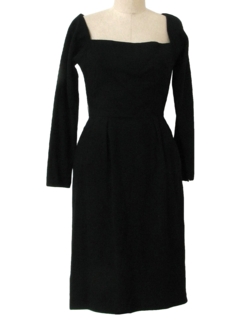 1950's Womens Mr. Mort Wool New Look Cocktail Little Black Wiggle Dress