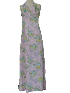 1960's Womens/Girls Halter Sun  Maxi Dress