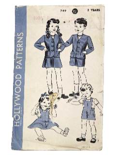 1940's Unisex/Childs Sewing Pattern