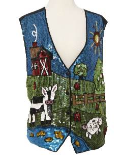 1980's Womens Cheesy Sequined Vest