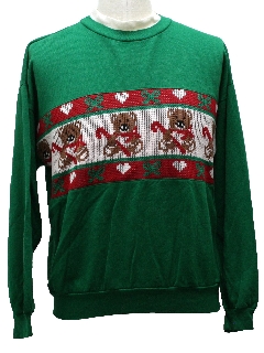 1980's Unisex Vintage Bear-riffic Ugly Christmas Sweater-Look Sweatshirt