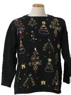1980's Unisex Beaded Ugly Christmas Cocktail Sweater 