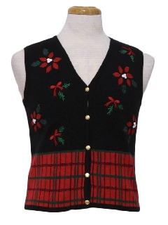 1980's Womens/Girls Ugly Christmas Sweater Vest 